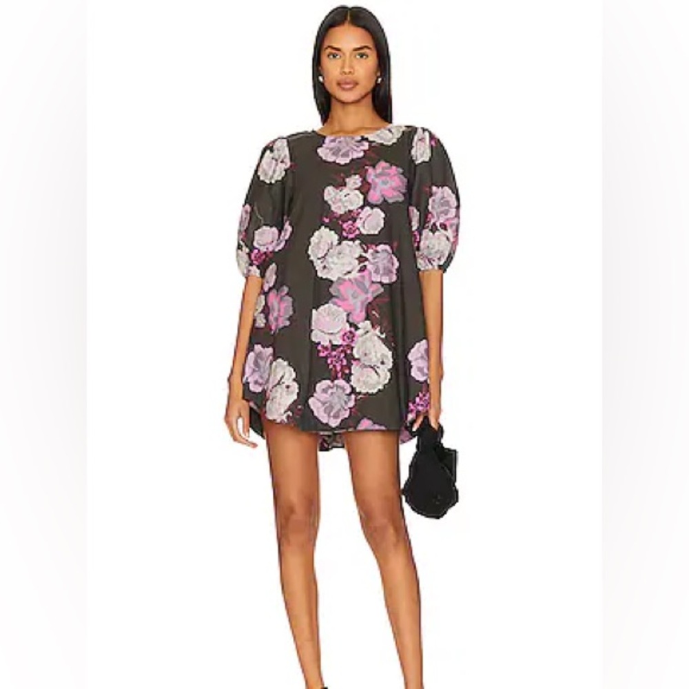 Free People Maye Floral Puff Sleeve Cotton Poplin Tunic Dress | Size Medium